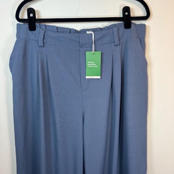 Halara Flex High Waist Pocket Wide Leg Waffle Work Pants Blue Gray NEW XL Petite - Picture 3 of 14